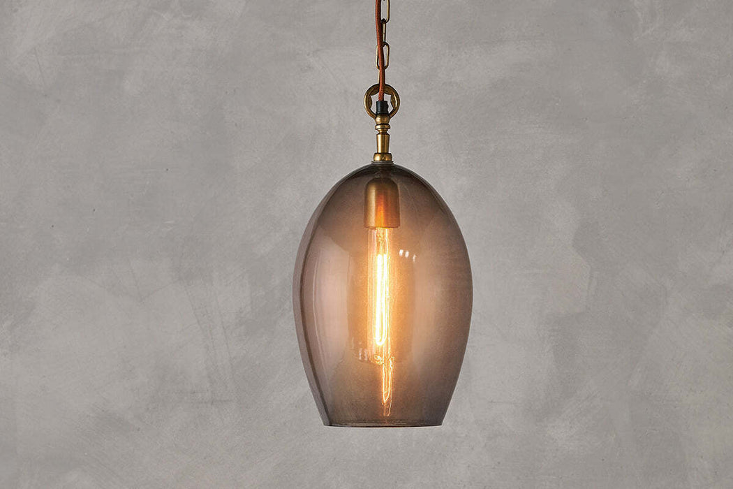 Otoro Recycled Glass Pendant Smoke Large Oval