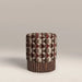 Oberon Pouffe | Multicolour Orbis Patterned Fabric & Walnut