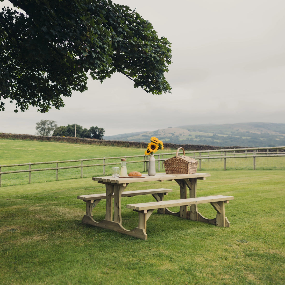 Lunar Walk-In Wooden Picnic Table 180cm Garden Dining Set (Seats 8)