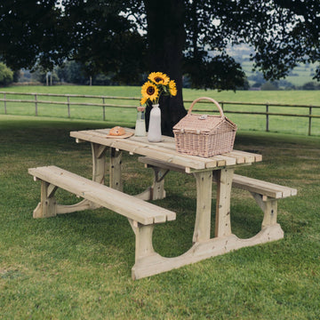 Lunar Walk-In Wooden Picnic Table 180cm Garden Dining Set (Seats 8)