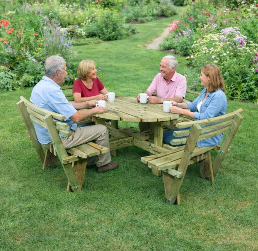 Westwood Round Picnic Table with Backrests Outdoor Seating Set