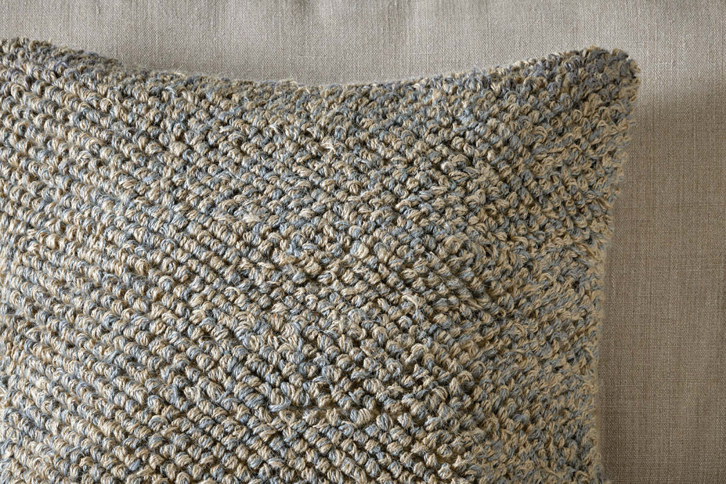 Paduna Jute Cotton Cushion Cover Soft Blue Brown