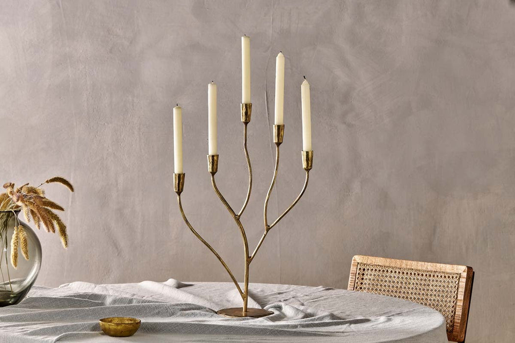 Palani Statement Candleabra Antique Brass Large