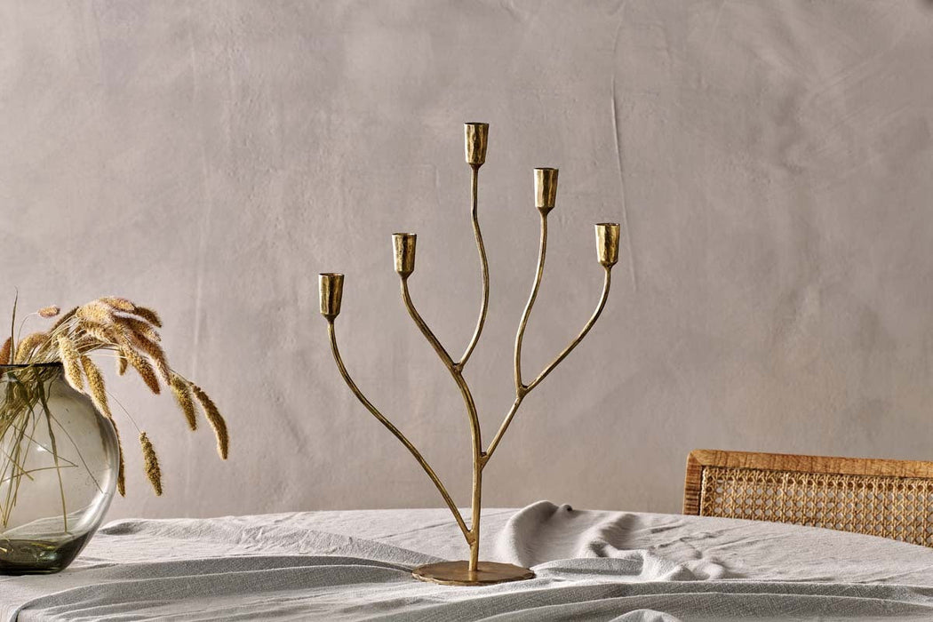 Palani Statement Candleabra Antique Brass Large