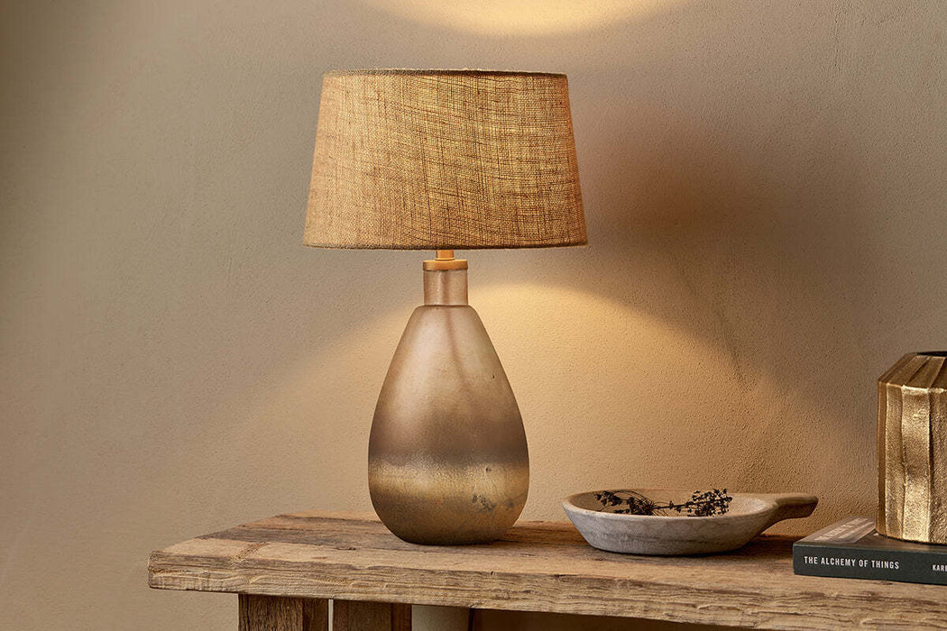 Palla Recycled Glass Table Lamp Rustic Smoke