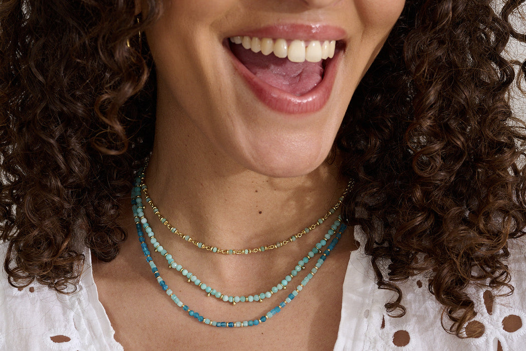 Panacea Amazonite Gold Gemstone Necklace