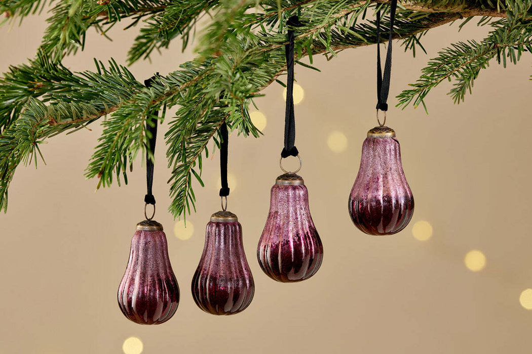 Pannee Drop Baubles Ruby Set Of 4