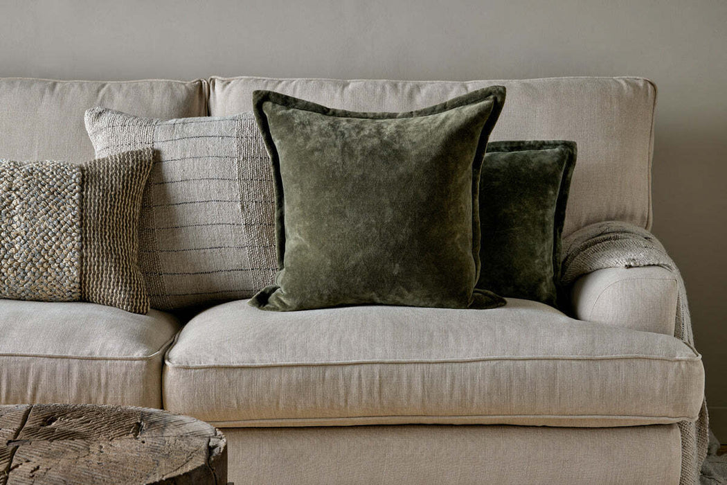 Pilani Velvet Linen Cushion Cover Moss