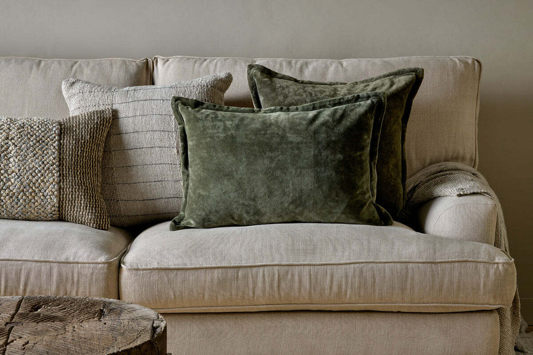 Pilani Velvet Linen Cushion Cover Moss