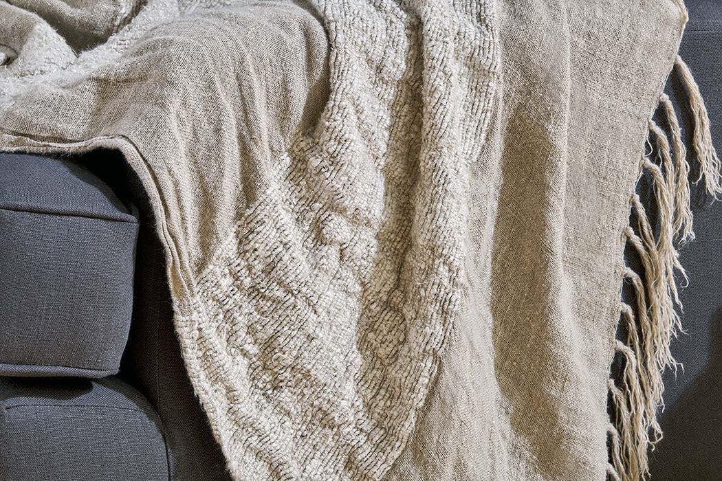Puli Recycled Linen Throw Natural