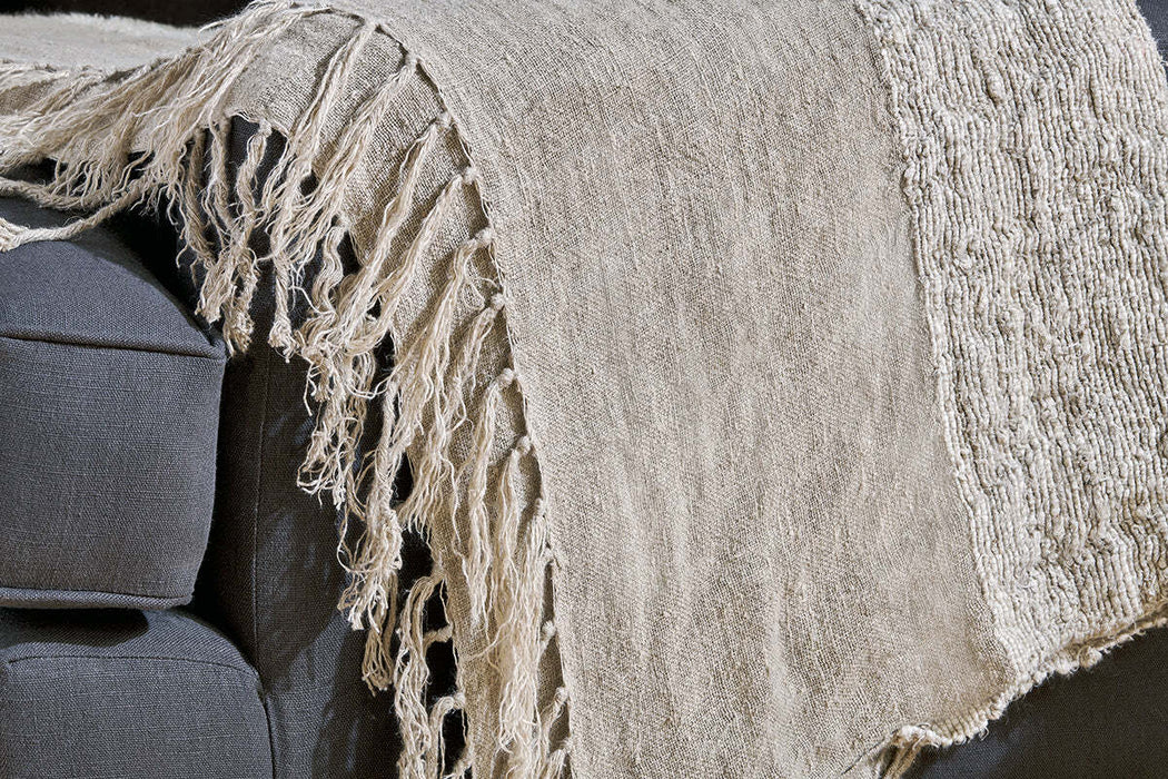 Puli Recycled Linen Throw Natural