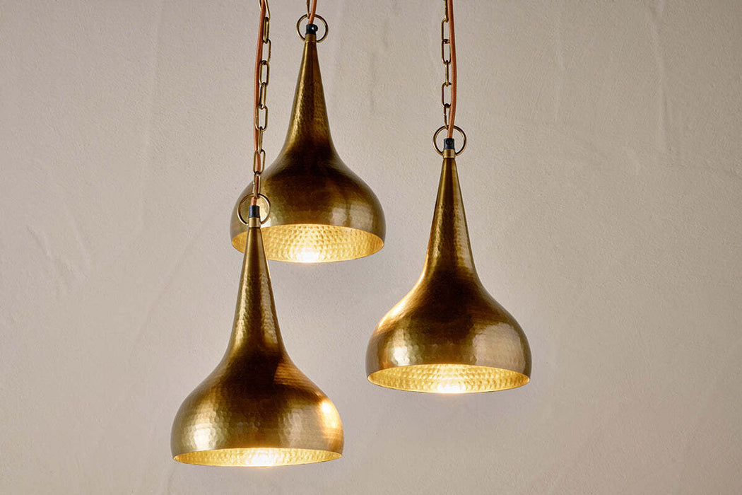 Quinn Hammered Metal Cluster Lamp Antique Brass
