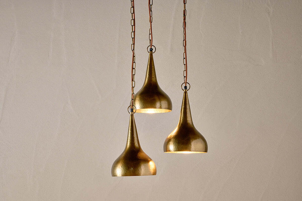 Quinn Hammered Metal Cluster Lamp Antique Brass