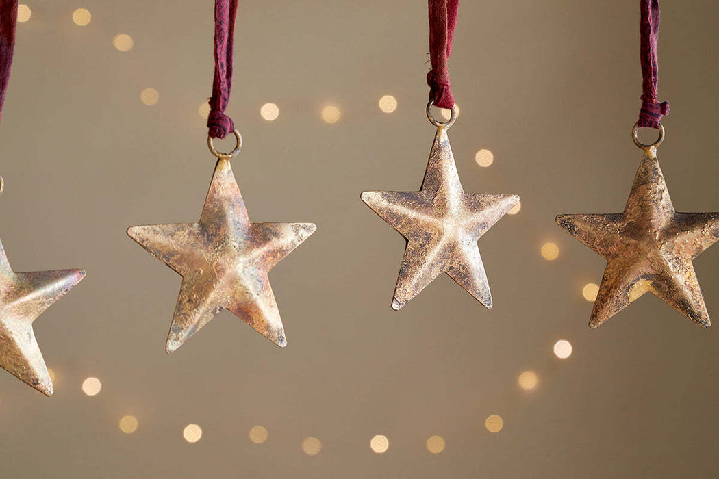Roshani Star Baubles Antique Brass Set Of 4