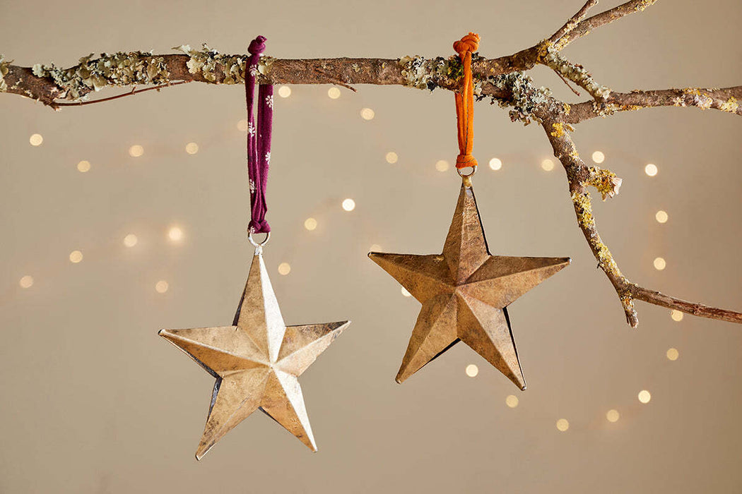Roshani Star Baubles Antique Brass Set Of 2