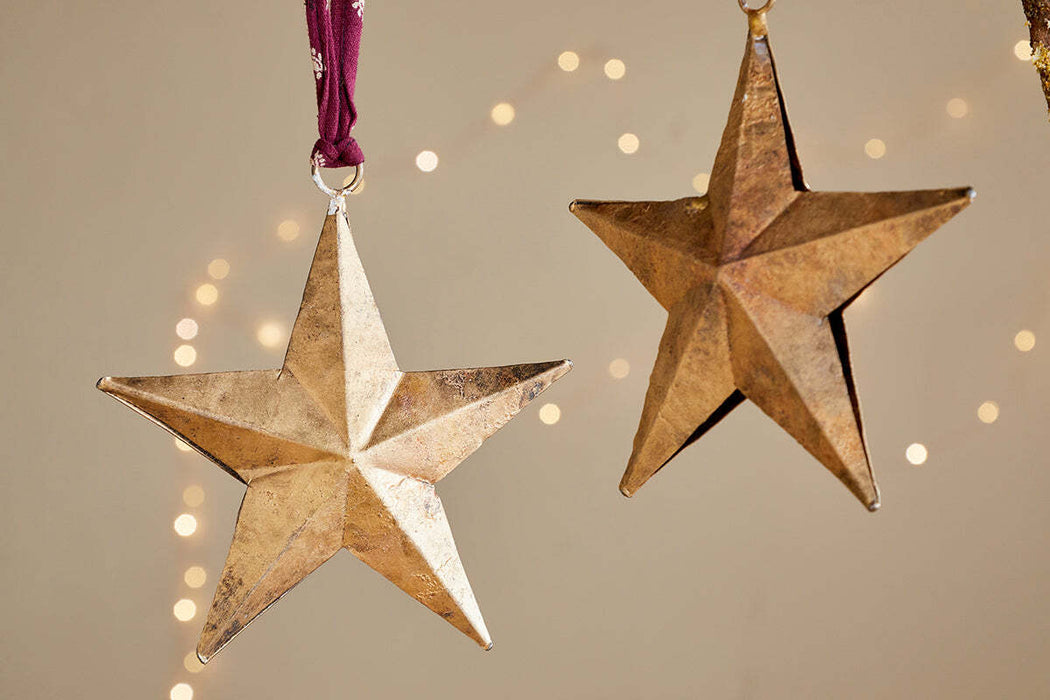 Roshani Star Baubles Antique Brass Set Of 2
