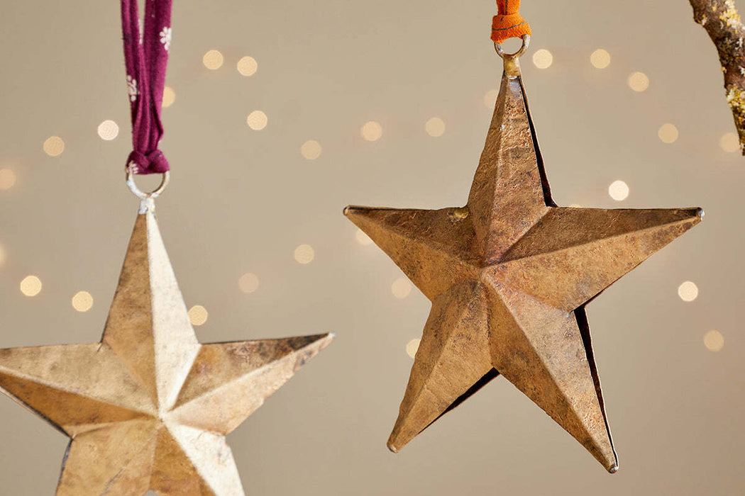 Roshani Star Baubles Antique Brass Set Of 2