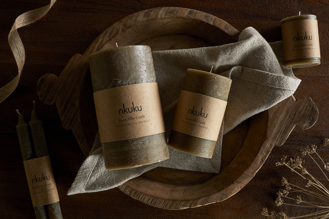 Rustic Soy Blend Mini Pillar Candle Olive