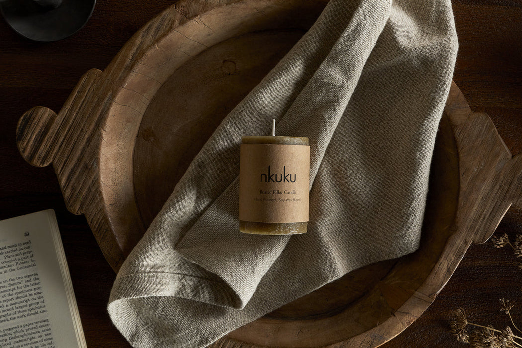Rustic Soy Blend Mini Pillar Candle Olive