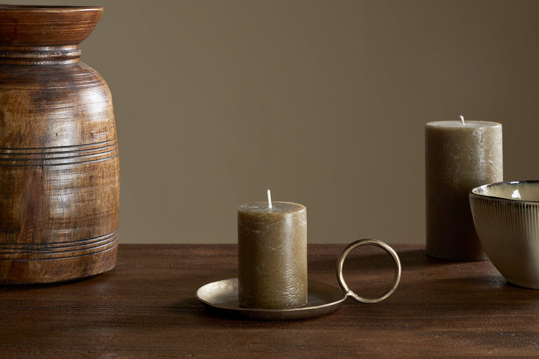 Rustic Soy Blend Mini Pillar Candle Olive