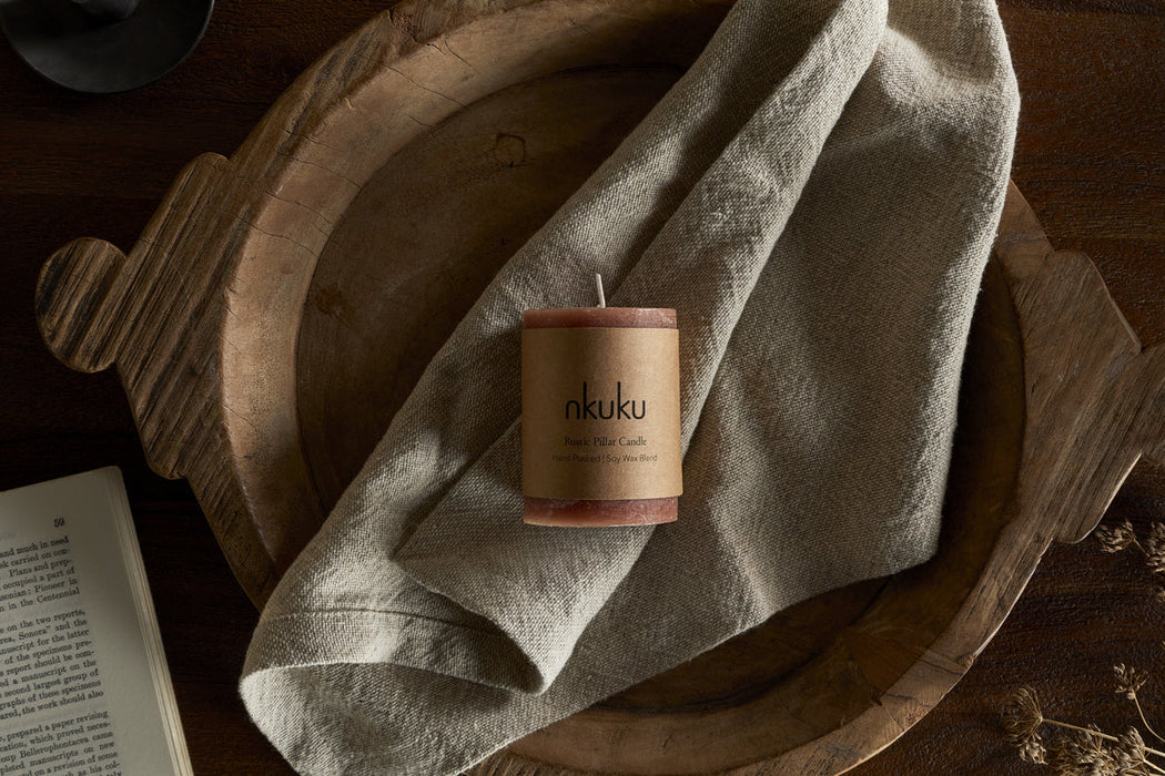 Rustic Soy Blend Mini Pillar Candle Rust