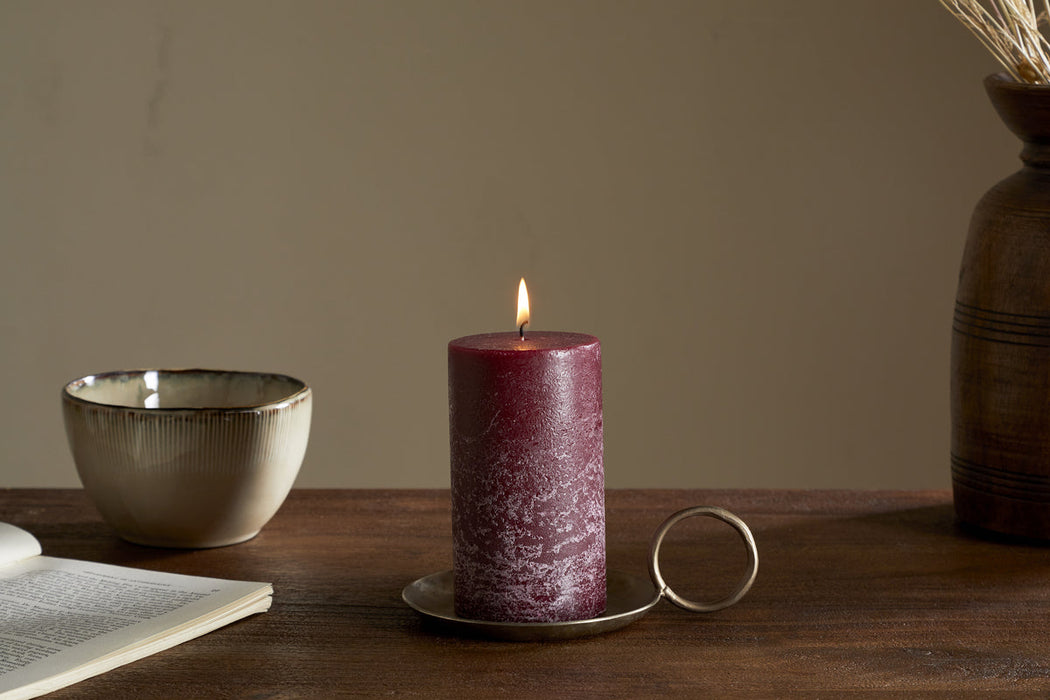 Rustic Soy Blend Pillar Candle Dark Cherry Small