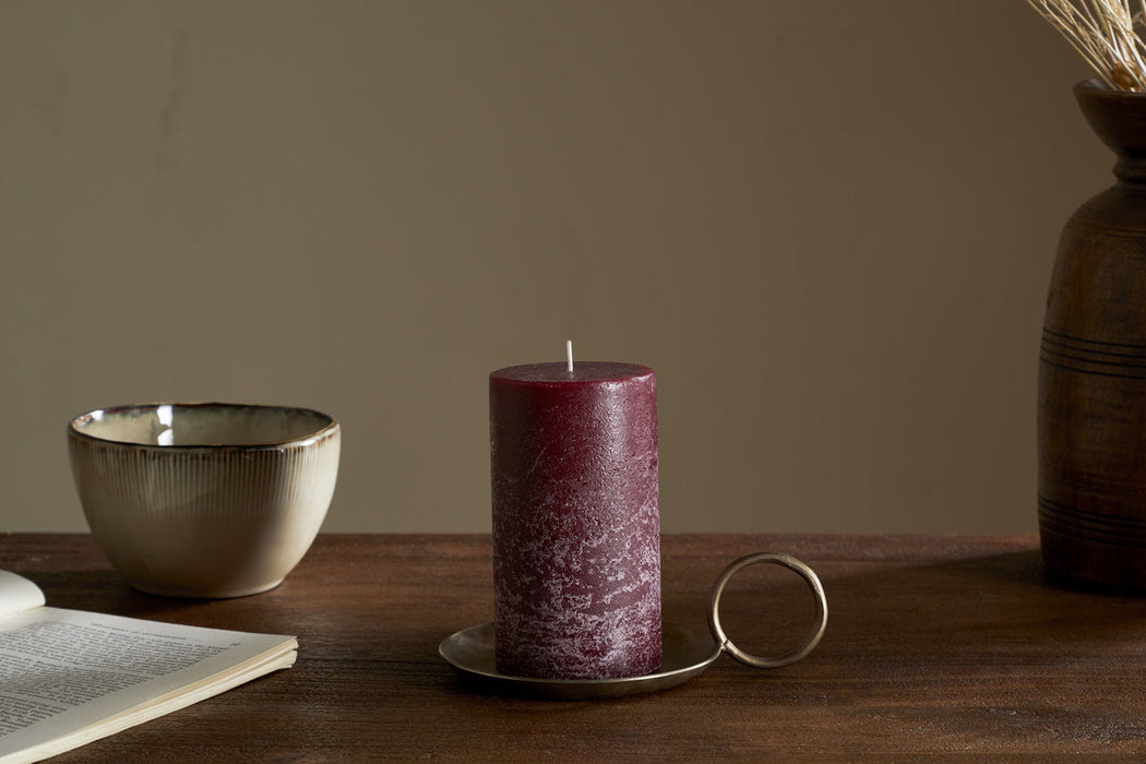 Rustic Soy Blend Pillar Candle Dark Cherry Small