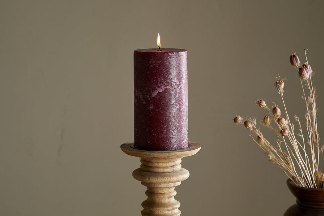 Rustic Soy Blend Pillar Candle Dark Cherry Large