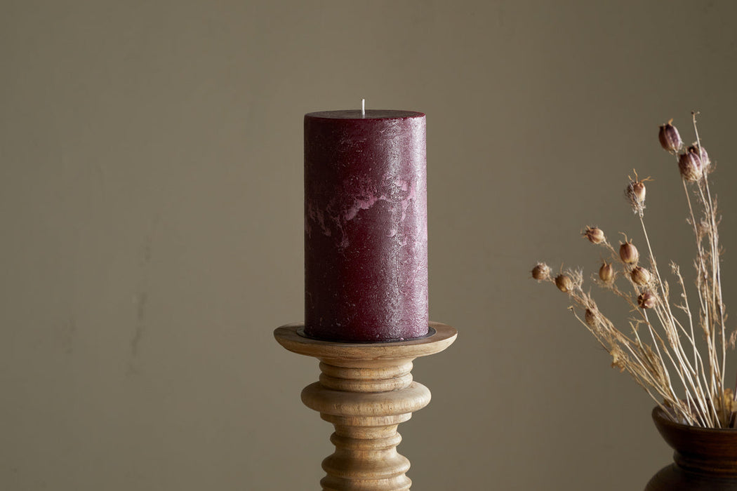 Rustic Soy Blend Pillar Candle Dark Cherry Large