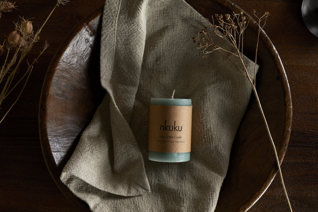 Rustic Soy Blend Mini Pillar Candle Sage Green
