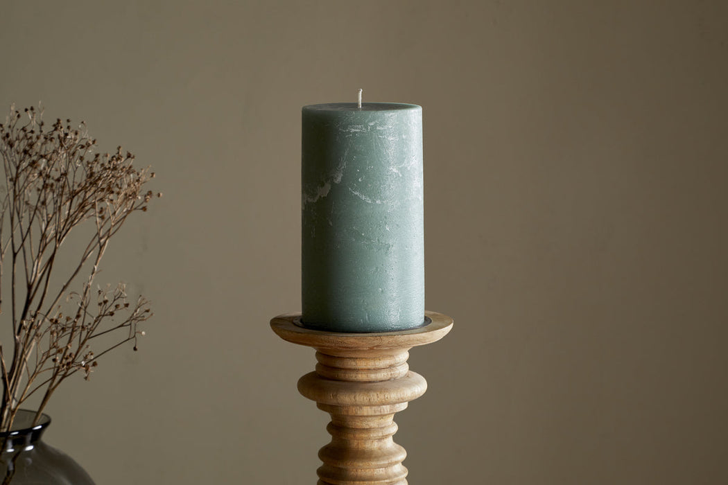 Rustic Soy Blend Pillar Candle Sage Green Large