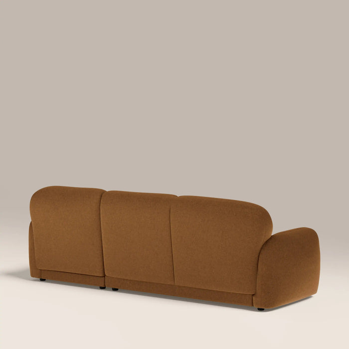 Cloud Right Hand 3 Seater Chaise Sofa Caramel Brown Sustainable Mohair Velvet