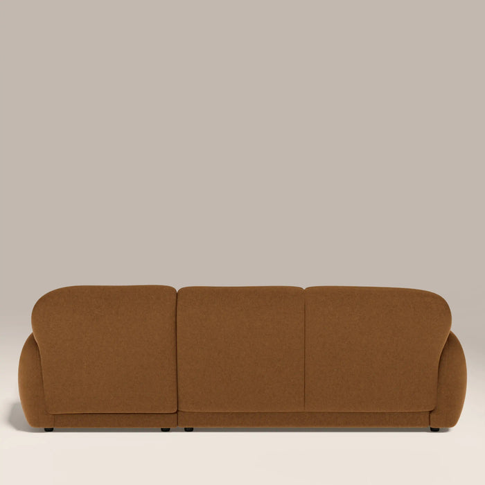 Cloud Right Hand 3 Seater Chaise Sofa Caramel Brown Sustainable Mohair Velvet