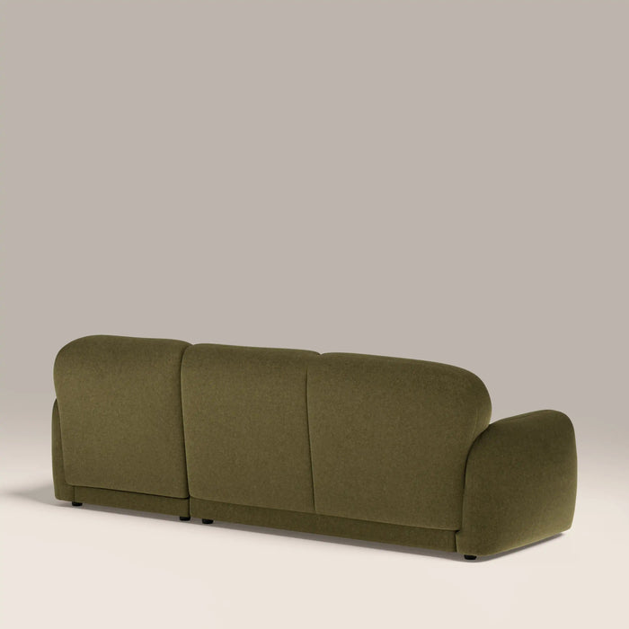 Cloud Right Hand 3 Seater Chaise Sofa Moss Green Sustainable Mohair Velvet