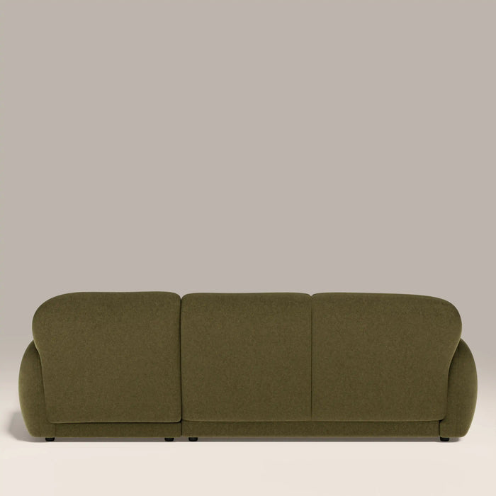 Cloud Right Hand 3 Seater Chaise Sofa Moss Green Sustainable Mohair Velvet