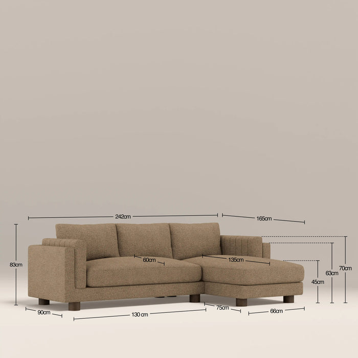 Halton Right Hand 3 Seater Chaise Sofa Speckled Cappuccino Boucle