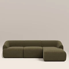 Malmo Right Hand 3 Seater Chaise Sofa | Olive Green Velvet Chenille