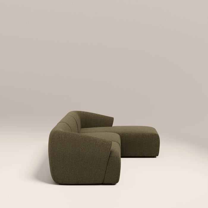 Malmo Right Hand 3 Seater Chaise Sofa Olive Green Velvet Chenille