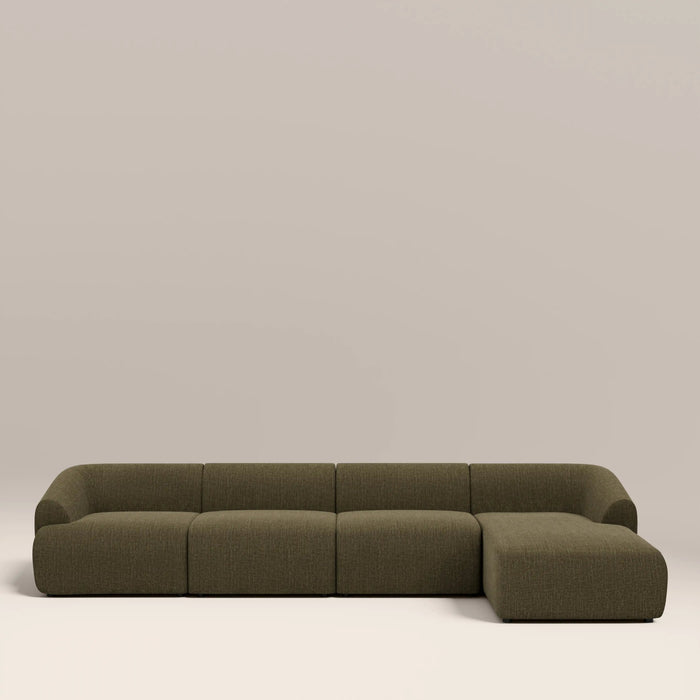 Malmo Right Hand 4 Seater Chaise Sofa Olive Green Velvet Chenille