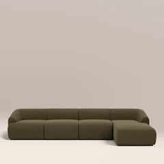 Malmo Right Hand 4 Seater Chaise Sofa | Olive Green Velvet Chenille
