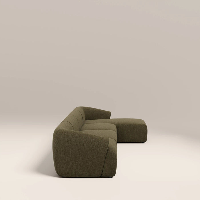 Malmo Right Hand 4 Seater Chaise Sofa Olive Green Velvet Chenille