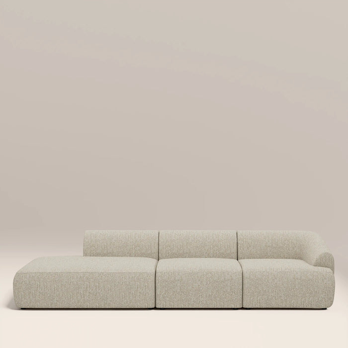 Malmo Right Hand 3 Seater Divan Sofa Oatmeal Woven Boucle