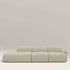 Malmo Right Hand 3 Seater Divan Sofa | Oatmeal Woven Boucle