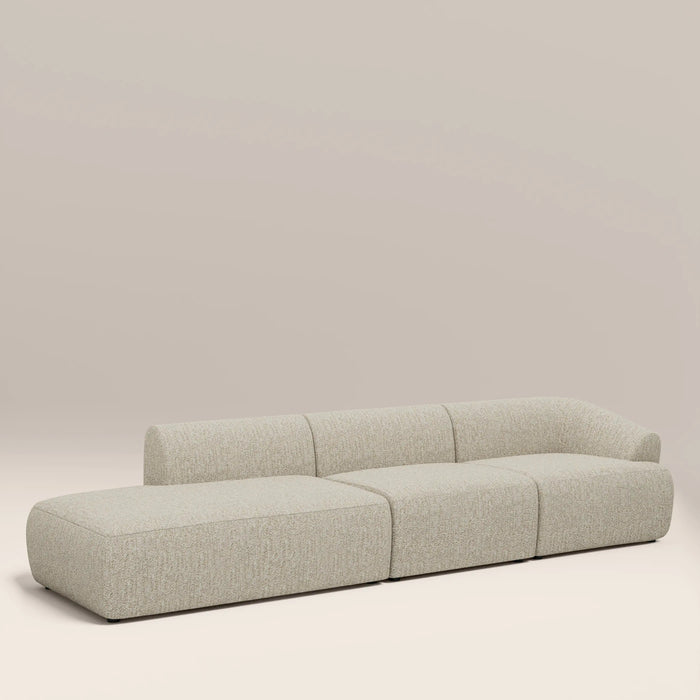 Malmo Right Hand 3 Seater Divan Sofa Oatmeal Woven Boucle