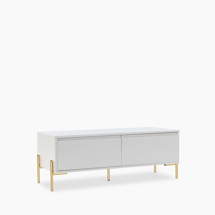 Oslo Wooden TV Stand Grey & Brass