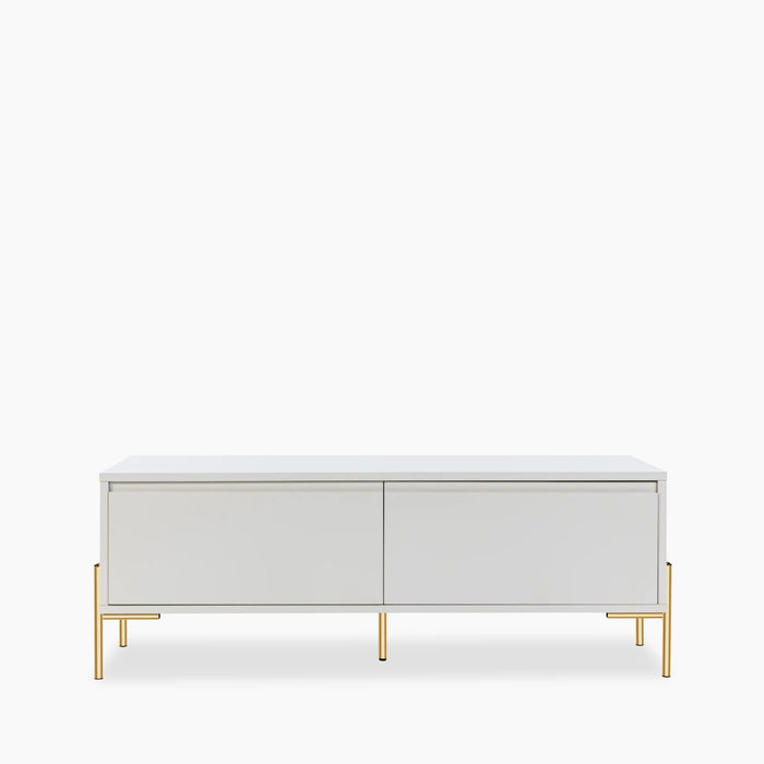 Oslo Wooden TV Stand Grey & Brass