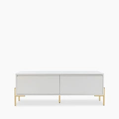 Oslo Wooden TV Stand | Grey & Brass