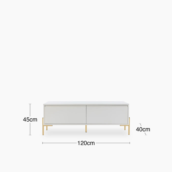 Oslo Wooden TV Stand Grey & Brass