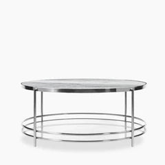 Roma Round Coffee Table | Grey Marble & Chrome