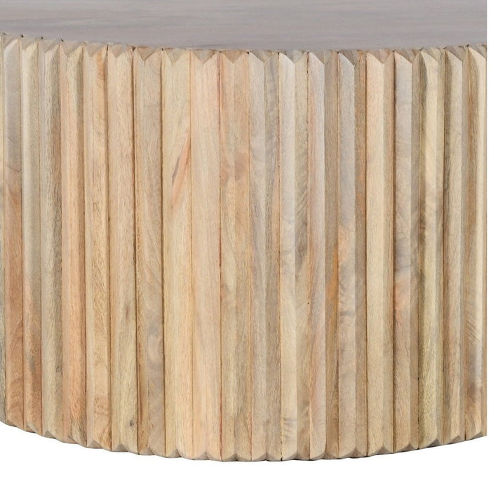 Hudson Carved Mango Wood Round Coffee Table